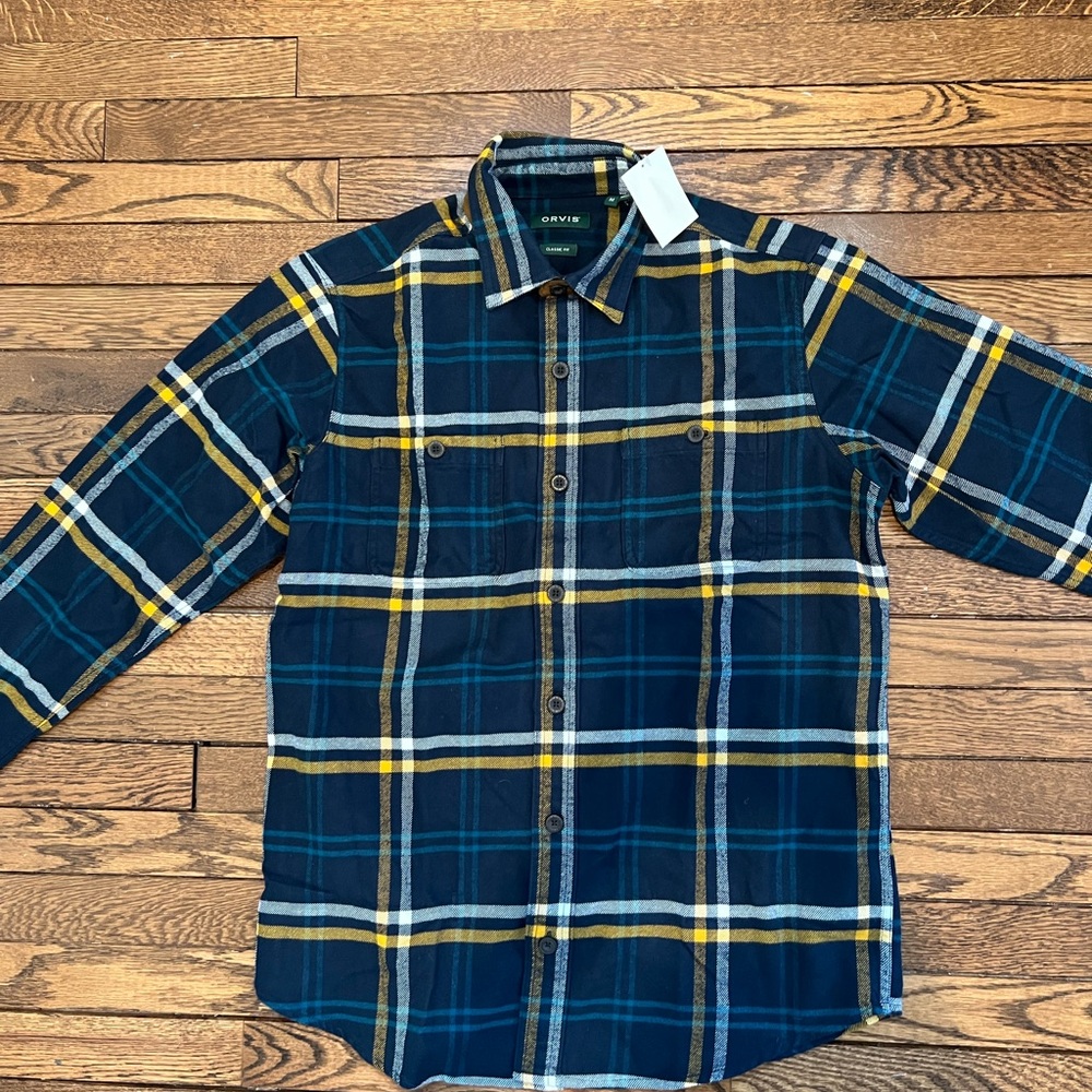 Orvis Men's Blue Plaid Shirt NWT size M